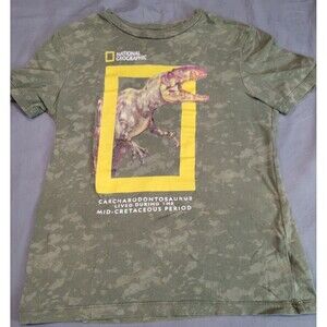 National Geographic Dinosaur T-Shirt Youth Medium Green Graphic Tee Kids